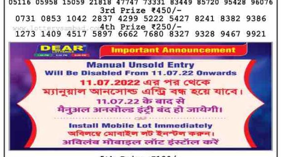 Download Result of Nagaland State Dear 6 Draw 28-06-2022 Draw at 1:00Pm
