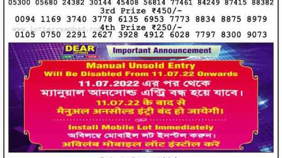 Download Result of Nagaland State Dear 6 Draw 08-07-2022 Draw at 6:00Pm