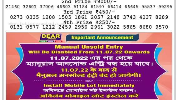 Download Result of Nagaland State Dear 6 Draw 03-07-2022 Draw at 6:00Pm