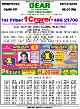 Download Result of Nagaland State Dear 6 Draw 22-07-2022 Draw at 8:00Pm