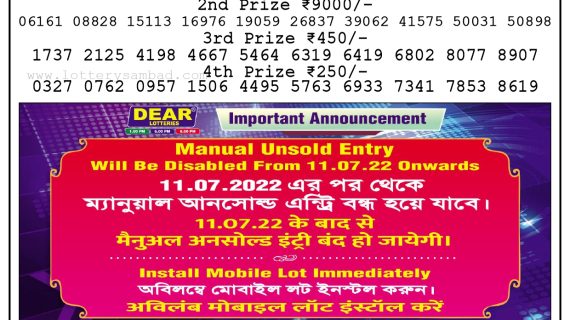 Download Result of Nagaland State Dear 6 Draw 06-07-2022 Draw at 8:00Pm