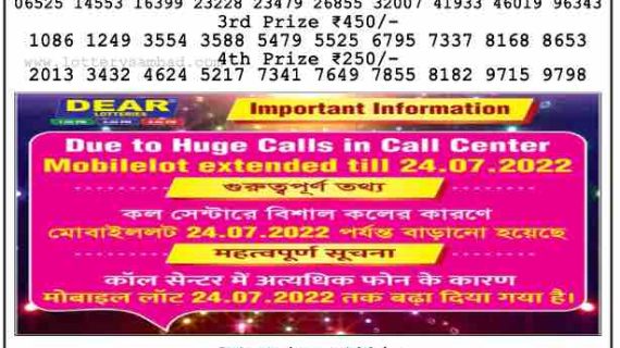 Download Result of Nagaland State Dear 6 Draw 10-07-2022 Draw at 1:00Pm